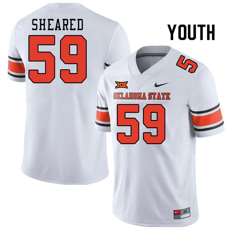 Youth #59 Martin Sheared Oklahoma State Cowboys College Football Jerseys Stitched-White - Click Image to Close